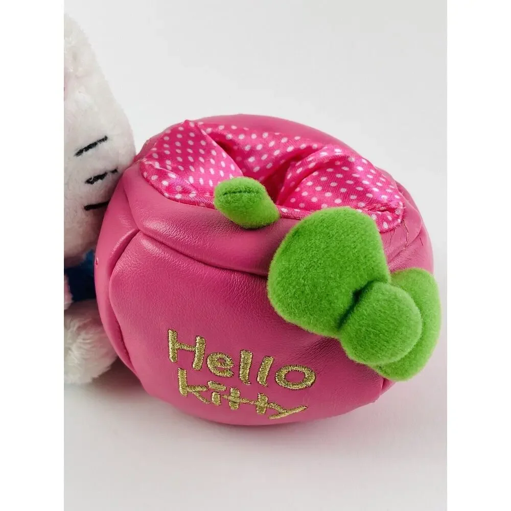 Halloween Hello Kitty 7" Holding Pink Pumpkin Plush Polka Dot Container Sitting - Picture 3 of 11